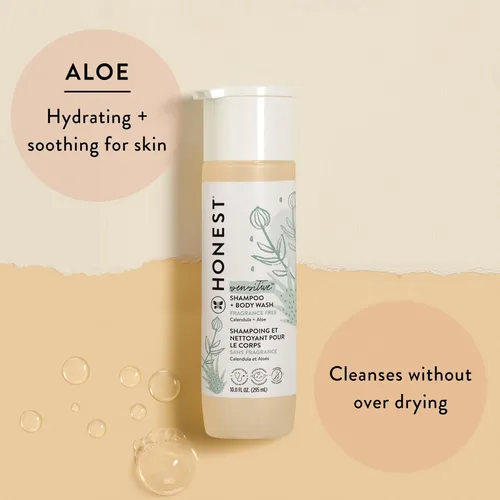 Miniatura 2 de The Honest Company Paquete sin fragancia para pieles sensibles Champú limpiador 2 en 1 + gel de baño y acondicionador sin silicona Derivado