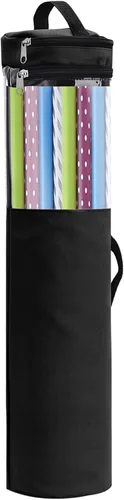 Plcnn Bolsa organizadora larga de papel de regalo de 42 x 8.8 pulgadas, contenedor de almacenamiento de papel de regalo de Navidad 600D Oxford Negro