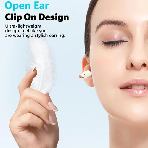 Miniatura 2 de TOPAUX Auriculares inalámbricos de oreja abierta con clip seguro Auriculares deportivos blancos Conducción ósea ligera Auriculares Bluetooth