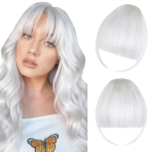 Miniatura 23 de Bangs Hair Clip in Bangs, French Ash Blonde Fake Bangs Hair Clip on Bangs for Women Fringe with Temples Hairpieces Faux Bangs for Daily Wear