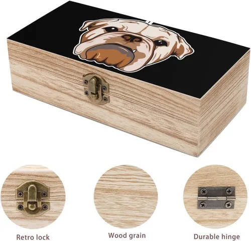 Miniatura 3 de Bonita caja de madera de Bulldog Inglés con tapa con bisagras, caja de recuerdo, caja de contenedor pequeño, regalo para joyería y almacenamiento