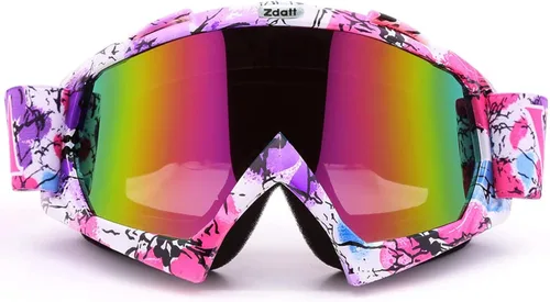 Gafas para Dirt Bike, Gafas de Motocicleta ATV UTV MX OTG Accesorios & Gafas Anti Niebla para Esquí, Carreras de Esquí Dirtbike Marco rosa camuflaje
