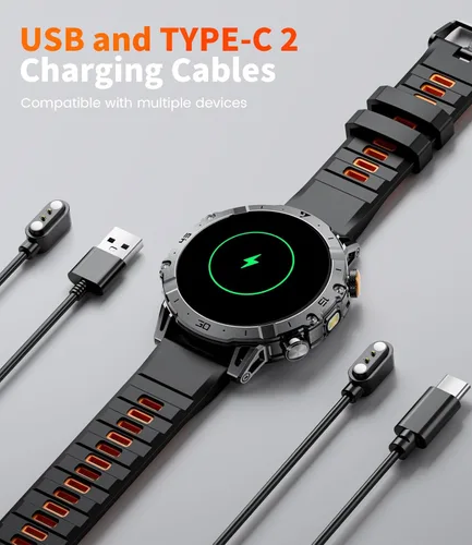 Miniatura 7 de Reloj inteligente militar para hombre, reloj inteligente HD de 1.85 pulgadas, batería grande de 1000 mAh, linterna LED/más de 100 modos deportivos