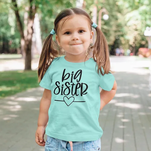 Miniatura 2 de Olive Loves Apple Big Sister Heart Sibling Reveal T-Shirt for Baby and Toddler Girls Sibling Outfits