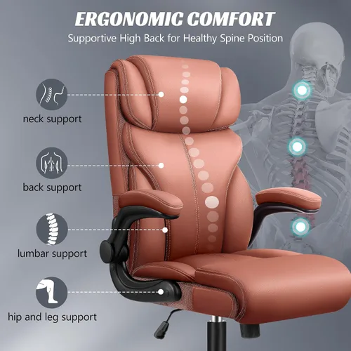 Miniatura 4 de HeroSet Silla de oficina, ergonómicas grandes y altas sillas de escritorio para computadora, silla ejecutiva de cuero transpirable con reposabrazos