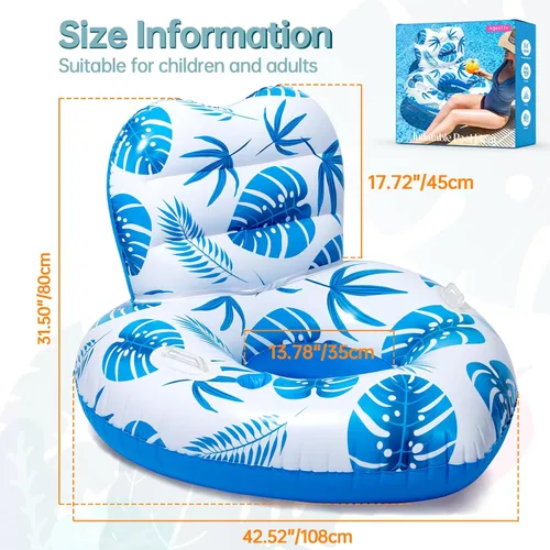 Miniatura 7 de [Nuevo Modelo 2025] Flotador Inflable de Tumbona para Piscina con Cuerpo Único, Portavasos y Asa, Juguetes de Piscina Ideales para Playa, Lagos