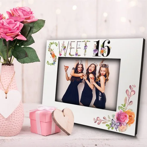 Miniatura 3 de BELLA BUSTA - Marco de fotos de cumpleaños número 16 - Feliz cumpleaños 16 para niña, diseño floral de dulces dieciséis - Marco de fotos