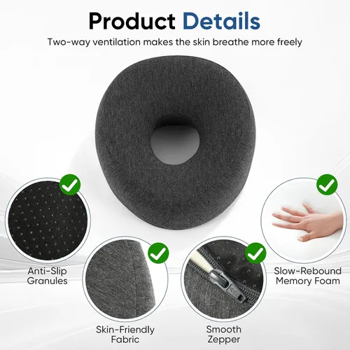Miniatura 5 de Almohada de espuma viscoelástica ajustable boca abajo con 2 rejillas de ventilación - Sueño estomacal y reposacabezas poscirugía ocular con cojín