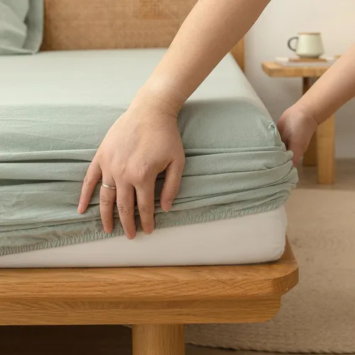Miniatura 6 de BESTOUCH Juego de sábanas 100% algodón lavado con tacto de lino, súper suave, cómodo, elegante, ligero, juego de ropa de cama sólido de 4 piezas