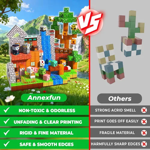 Miniatura 4 de Annexfun 300 unidades de bloques magnéticos - Bloques magnéticos de construcción, imanes apilables para niños, juguete sensorial para STEM