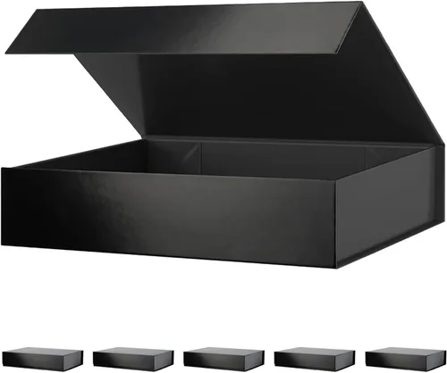 Miniatura 8 de PACKHOME Caja de regalo de 11.5 x 8 x 2.5 pulgadas, caja resistente para camisas con tapa magnética para múltiples ocasiones (negro brillante)
