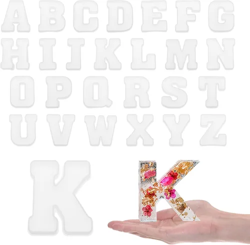 Miniatura 8 de HARFINGTON Moldeo de resina con letras del alfabeto, 2.5 pulgadas, A-Z, mayúscula, alfabeto inglés, molde de silicona para arte de letreros