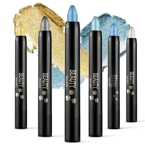 Miniatura 25 de Boobeen Lápiz de sombra de ojos impermeable, lápiz de sombra de ojos en crema brillante para maquillaje de ojos con purpurina, fácil de usar (012#)