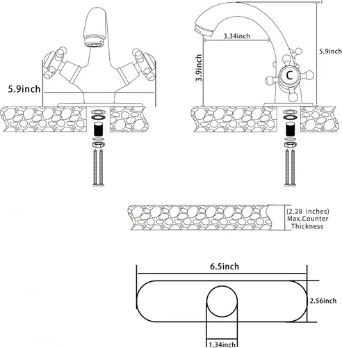 Miniatura 2 de Grifo de baño de latón antiguo grifo de tocador de baño de una sola manija de un agujero grifo de lavabo de baño con placa de cubierta
