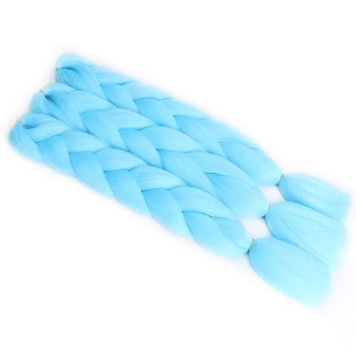 Miniatura 2 de Extensiones de cabello trenzado jumbo color azul cielo, trenzas jumbo para trenzas de caja torcida, cabello de fibra sintética de alta calidad, un