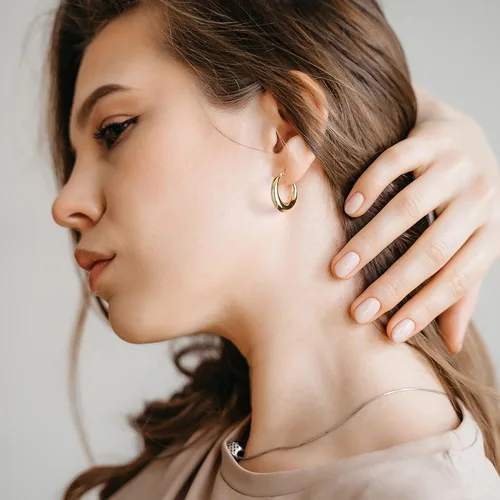 Miniatura 4 de Chunky Gold Hoop Earrings for Women 14k Gold Plated Stainless Steel Thick Hoop Earrings Dainty Cute Hypoallergenic Earrings Minimalist Jewelry Gift