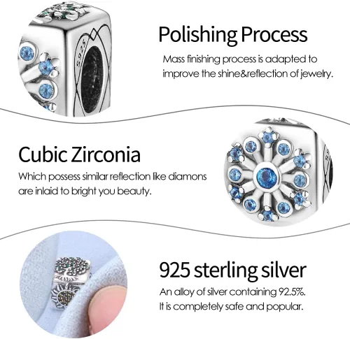 Miniatura 16 de Pandach Dijes colgantes de plata de ley 925 para pulseras y collares, dijes colgantes de Madonna con cuentas de girasol, joyería para mujer