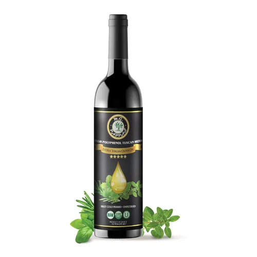 Miniatura 12 de M.G. PAPPAS Aceite de oliva extra virgen infundido con albahaca rico en polifenoles - Aceite de oliva griego prensado en frío y sin filtrar - Alto