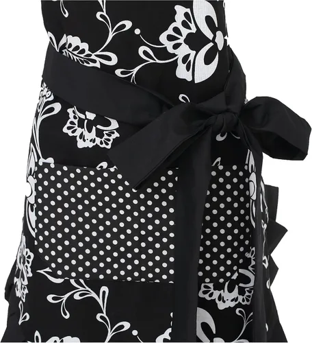 Miniatura 5 de Delantal para mujer Surblue, 100 % algodón orgánico, reutilizable, con dobladillo y dos bolsillos, tira extralarga
