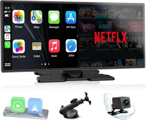 LAMTTO Pantalla inalámbrica Carplay mejorada de 11 pulgadas con aplicaciones Net-Flix YouTube y cámara de respaldo incorporada, caja de video de