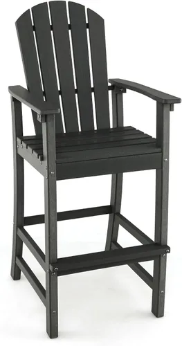 Giantex Taburete de bar HDPE para exteriores, silla Adirondack alta con reposabrazos y reposapiés, taburete de bar de 30 pulgadas de altura de