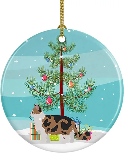 Miniatura 54 de Caroline's Treasures Adorno de cerámica con texto en inglés "Merry Christmas" para colgar en el árbol de Navidad, decoración para el hogar, Navidad