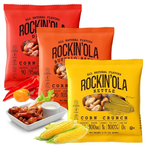 Miniatura 9 de Rockin'Ola - Bocadillos crujientes de maíz, aperitivos de regreso a clases, granos de maíz enteros crujientes, perfectos para llevar, todos