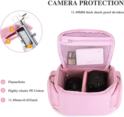 Miniatura 6 de G-raphy Bolsa de cámara Rosa Pequeña Fotografía Bolsas DSLR SLR MIRRORLESS BAG con correas de extracción