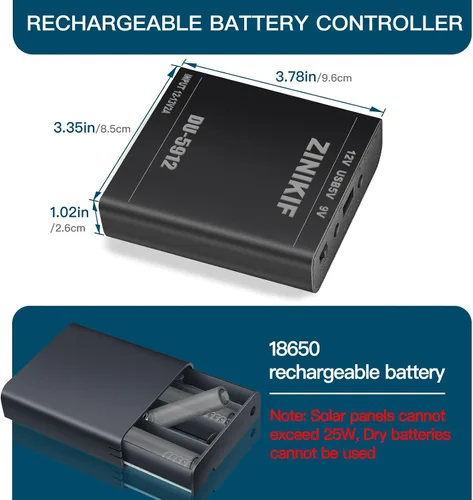 Miniatura 2 de Controlador de carga de almacenamiento de energía solar, cargador de batería solar para baterías AA de níquel-metal hidruro (NiMH) con puerto