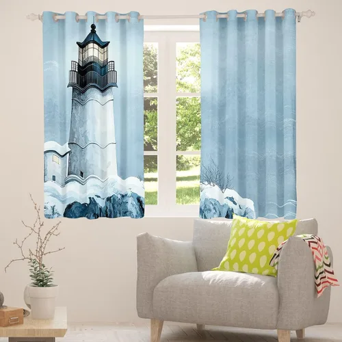 Miniatura 3 de Erosebridal Nautical Lighthouse Blackout Curtains 30-50% Navigation Theme Curtains for Women Men Watercolor Seascape Window Treatments Coastal Night