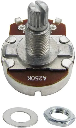 Miniatura 2 de FLEOR Potenciómetro cónico de audio con eje de 0.709 in, 4 piezas, tamaño completo, para guitarra, A250K