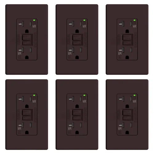 Miniatura 44 de ELEGRP Salida GFCI para Exteriores, Receptáculo GFI Eléctrico de Autoprueba de 15 Amperios con Diseño Más Delgado, Receptáculo GFCI Resistente a