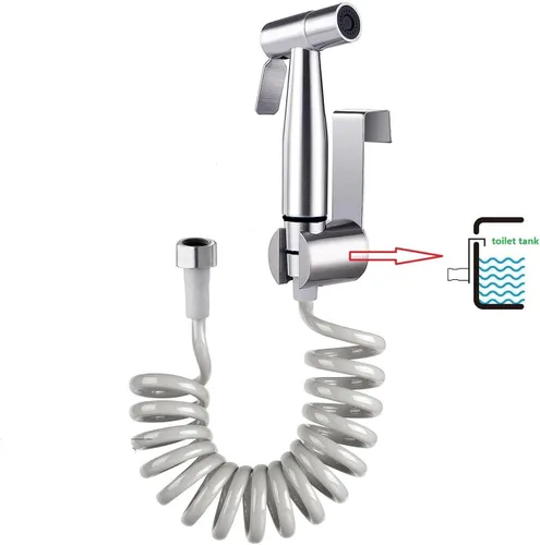 Miniatura 5 de Pulverizador de bidé de mano para inodoro de acero inoxidable, soporte para rociador de bidé, accesorio de pulverización de baño para higiene