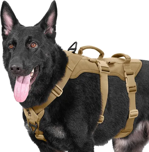 Miniatura 9 de OneTigris Arnés para perro a prueba de escape, arnés para perro sin tirones con asas, arnés táctico multiusos para perros grandes, uso diario