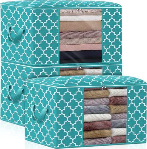 Miniatura 30 de WISELIFE Bolsas de almacenamiento, organización de ropa de manta grande y contenedores de almacenamiento para ropa de cama, edredones, organizador