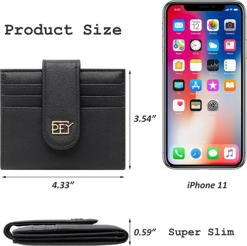 Miniatura 6 de Badiya Billeteras pequeñas para mujer billetera plegable multitarjetero delgado con cremallera Negro - Minimalista