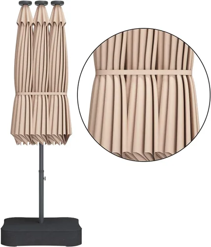 Miniatura 8 de Tangkula Sombrilla solar de patio de 15 pies con base, sombrilla individual extragrande de doble cara para exteriores con 36 luces LED y manivela