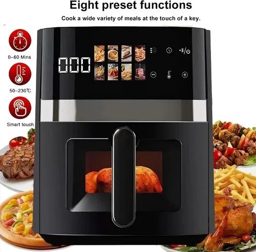Miniatura 7 de Freidora sin aceite de 5 cuartos de galón, cocina eléctrica de gran capacidad con ventana visual y pantalla a color, totalmente automática, ocho
