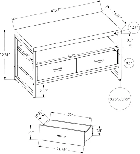 Miniatura 3 de Monarch Specialties I 2872 - Soporte para TV, 48 pulgadas, consola, centro de entretenimiento multimedia, cajones de almacenamiento, sala de estar