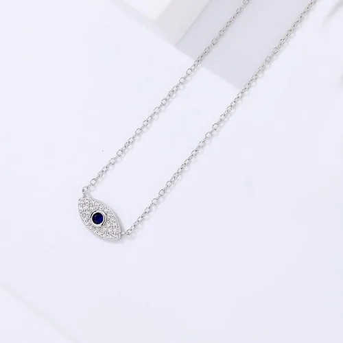 Miniatura 4 de Rnivida Collar con colgante delicado de plata de ley 925 Collar de flor simple, hoja y mal de ojo para mujer Collar de plata
