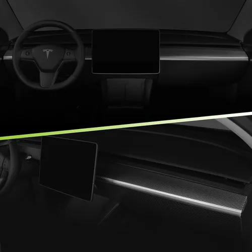 Miniatura 7 de Real 3K Toray - Cubierta de tablero de fibra de carbono seca para Tesla Model 3 y modelo Y 2021-2023.5 - Envoltura de tablero de instrumentos