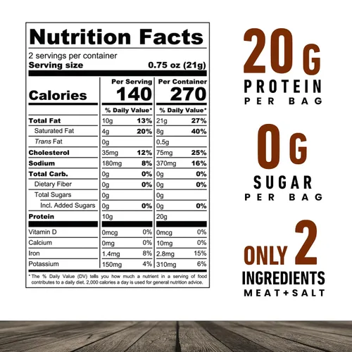 Miniatura 2 de Carnivore Crisps pechuga de ternera, (3) bolsa de 1.5 onzas, 0.35 oz de proteínas por porción, hecha con sal real de Redmond, aprobada por dieta