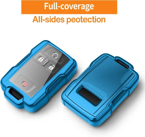 Miniatura 3 de Funda para llavero Chevrolet con llavero de protección completa, compatible con Silverado Suburban Tahoe Colorado GMC Sierra Yukon Canyon, color azul