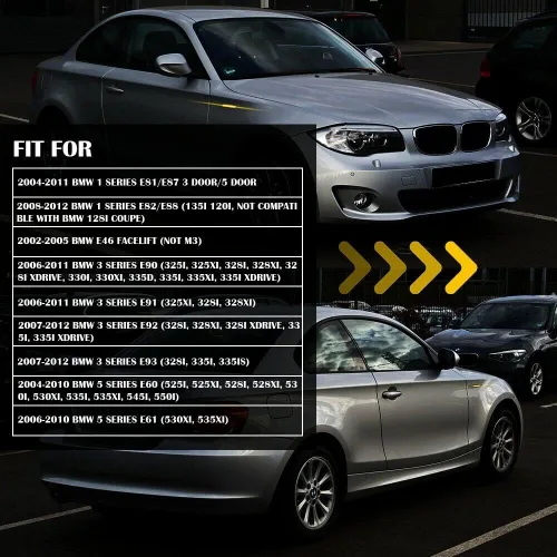 Miniatura 6 de ADIIL Negro F10 estilo ahumado lente delantera Fender secuencial ámbar LED señal de giro lámpara de marcador lateral luces asamblea para BMW 1 3 5