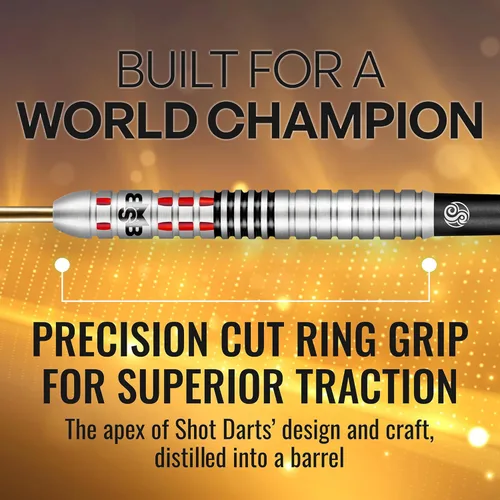 Miniatura 6 de Shot! Punta de acero para dardos, Michael Smith Achieve Match (0.74 oz/0.78 oz/0.81 oz/0.85 oz/0.88 oz/0.92 oz), 90% barril de tungsteno