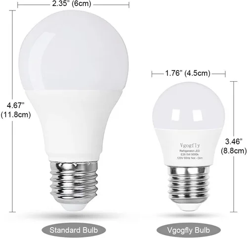 Miniatura 5 de Bombilla LED para refrigerador, equivalente a 40 W, 120 V, A15, bombillas impermeables para nevera, 5 W, luz blanca de día, 5000 K, E26, base media
