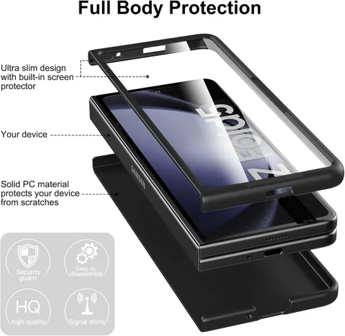 Miniatura 3 de Foluu Funda Slim Fit para Samsung Galaxy Z Fold 5, con protector de pantalla frontal integrado, cubierta protectora de PC mate ultradelgada