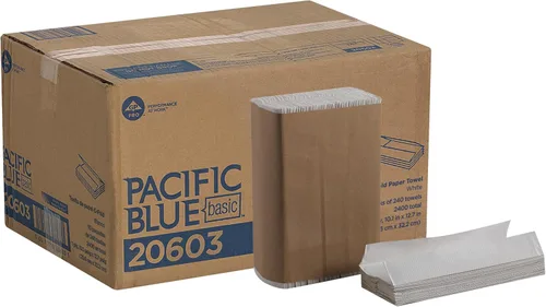 Pacific Blue Basic, Toallas de papel con pliegue en C (anteriormente con la marca Acclaim) de GP PRO, color blanco, 20603, 240 toallas por paquete,