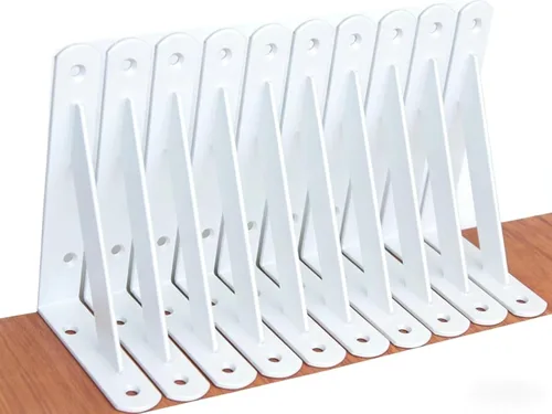 Miniatura 12 de Paquete de 16 soportes de estante resistentes negros de 20 pulgadas de largo x 12 pulgadas de alto con tornillos, soportes de estante de metal