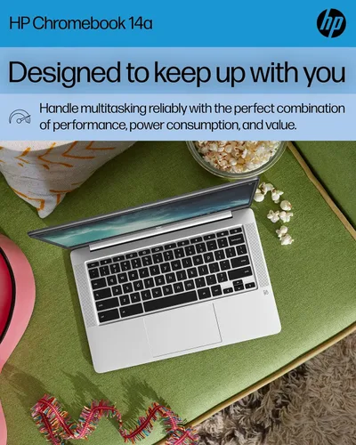 Miniatura 2 de HP Laptop Chromebook de 14 pulgadas, Intel Celeron N4120, 4 GB de RAM, 64 eMMC, pantalla HD, Chrome OS, gráficos Intel UHD 600, batería de larga
